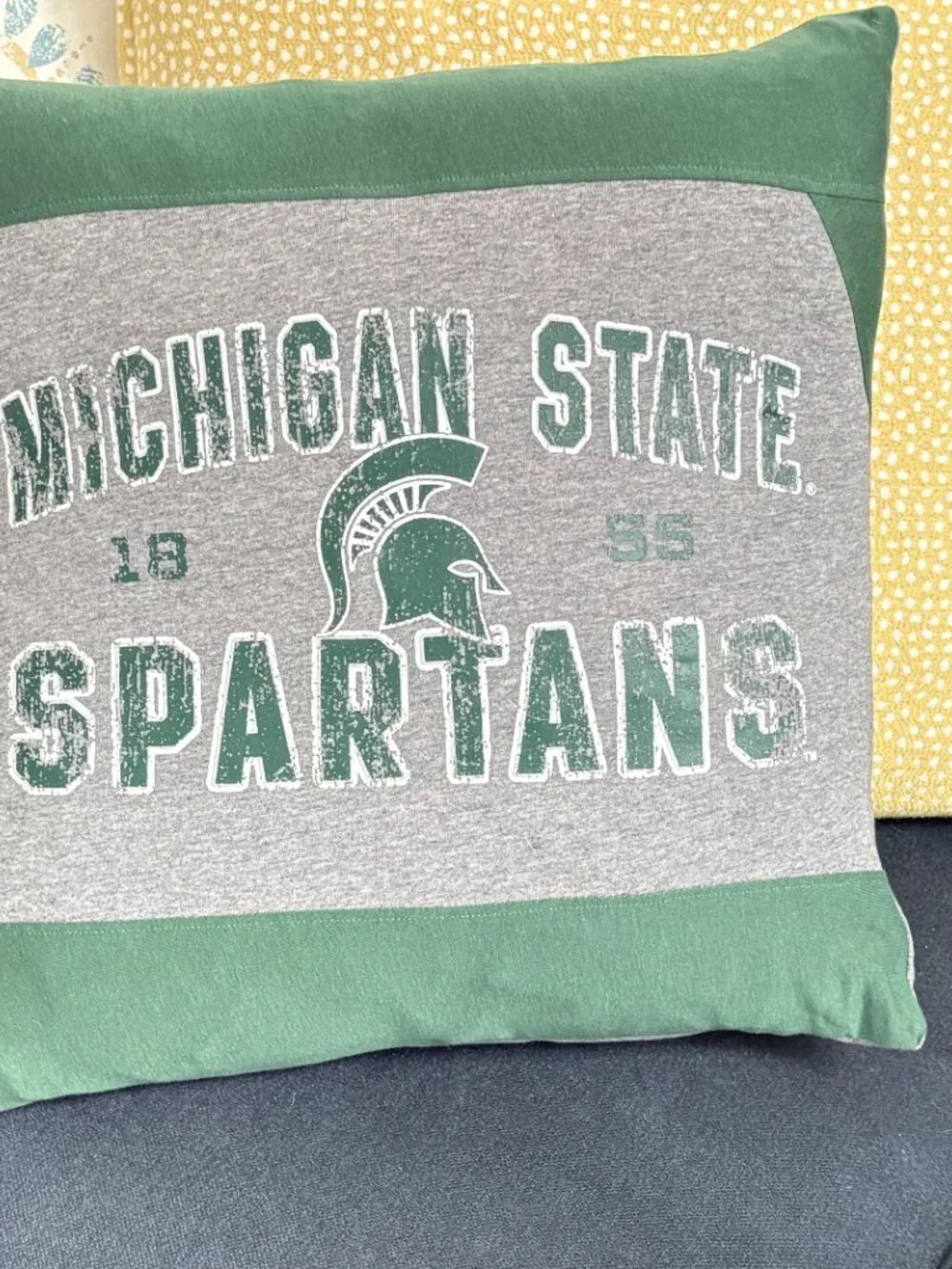 Michigan State University Spartans reworked t-shirt throw pillow cover only